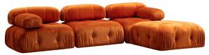 Hanah Home Rohová modulární sedací souprava Bubble 288 cm s taburetem samet oranžová