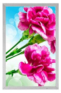 Plakát květ karafiátu - 20x30 black