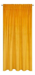 Dekorační krátký velvet závěs s řasící páskou OLGA mustard/hořčicová, (1 kus) 140x175 cm MyBestHome
