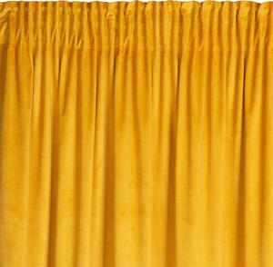 Dekorační krátký velvet závěs s řasící páskou OLGA mustard/hořčicová, (1 kus) 140x175 cm MyBestHome