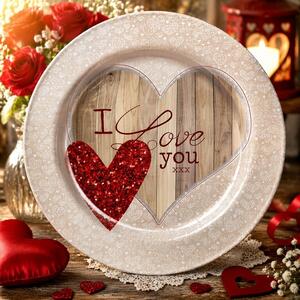 Talíř plechový dekorační Srdce I Love you Ø 33 cm 2000165