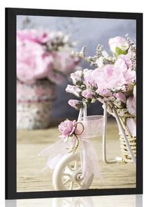 Plakát romantický růžový karafiát ve vintage nádechu
