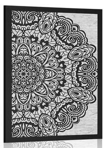 Plakát květinová Mandala v černobílém provedení - 60x90 black