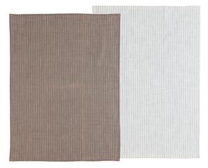 Södahl Kuchyňská utěrka z organické bavlny 50x70 Line Taupe/White (2 ks)