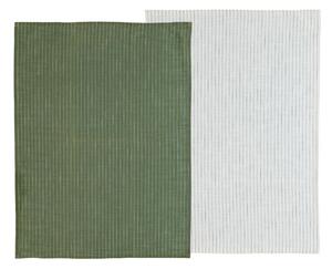 Södahl Kuchyňská utěrka z organické bavlny 50x70 Line Olive/White (2 ks)
