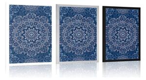 Plakát modrá Mandala s abstraktním vzorem - 60x90 black