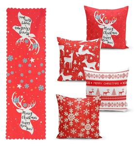 Sada 4 vánočních povlaků na polštář a běhounu na stůl Minimalist Cushion Covers Joy