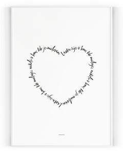 Plakát / Obraz Srdce Bílá Pololesklý saténový papír o gramáži 200 g/m² A4 - 21 x 29,7 cm