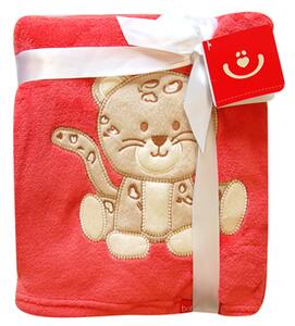 Dětská deka s aplikací TYGŘÍK červená 76x102 cm Bobobaby