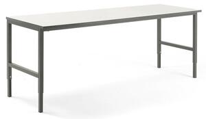 AJ Produkty Pracovní stůl CARGO, 2400x750 mm, bílá laminátová deska, šedý rám