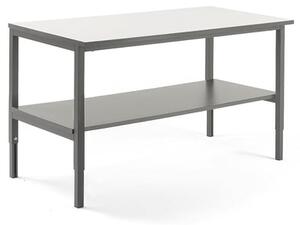 AJ Produkty Pracovní stůl CARGO, se spodní policí, 1600x750 mm, bílá deska, šedý rám