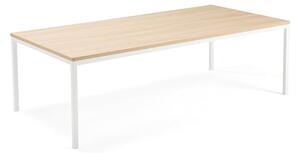 AJ Produkty Jednací stůl QBUS, 2400x1200 mm, 4 nohy, bílý rám, dub