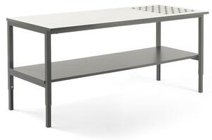 AJ Produkty Pracovní stůl CARGO, s kuličkami a spodní policí, 2400x750 mm, bílá deska, šedý
