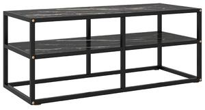 TV stolek černý s černým mramorovým sklem 100 x 40 x 40 cm 322858