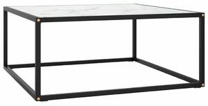 Konferenční stolek černý s bílým mramorovým sklem 80x80x35 cm 322877