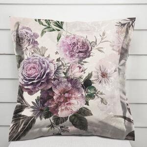 Biante Dekorační povlak na polštář s lemem Parma PM-112 Fialové květy na smetanovém 50 x 60 cm