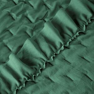 Přehoz na postel s volánky LUBA 220x240 cm zelená Mybesthome