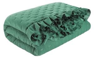 Přehoz na postel s volánky LUBA 220x240 cm zelená Mybesthome