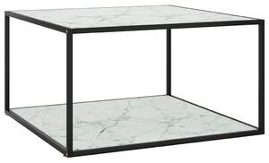 Konferenční stolek černý s bílým mramorovým sklem 90x90x50 cm 322913