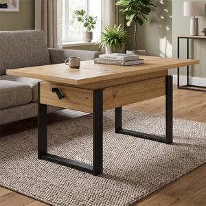 Rozkládací polohovací konferenční stolek HOGO 3v1 | 120-157x62,5-74,5x67 cm | síla horní desky 32 mm | dub artisan/černé nohy