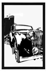Plakát černobílé retro auto s abstrakcí