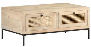 Konferenční stolek 90x50x37 cm masivní mangovník přírodní rákos 323511