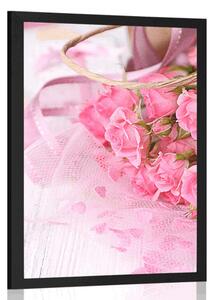 Plakát romantická růžová kytice růží - 20x30 black