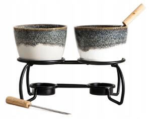 Sada na fondue LAMBI s dvojitým ohřívačem, 19x13 cm HOMLA