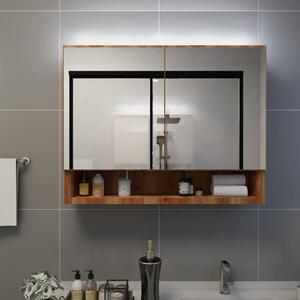 LED koupelnová zrcadlová skříňka dub 80 x 15 x 60 cm MDF 323606