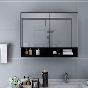 LED koupelnová zrcadlová skříňka černá 80 x 15 x 60 cm MDF 323605