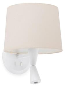 FARO CONGA nástěnná lampa, bílá/béžová, se čtecí lampičkou