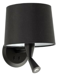 FARO CONGA nástěnná lampa, černá, se čtecí lampičkou