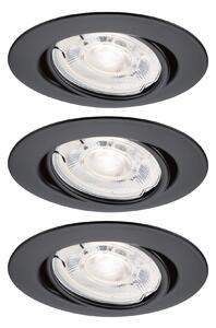 P 94951 LED vestavné svítidlo Base GU10 Flat výklopné 3x4W 230V 2700K černá mat - PAULMANN