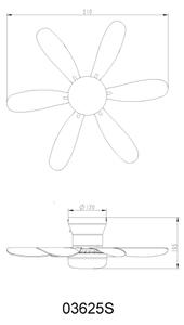 Globo 03625S -LED Stm stropní ventilátor DELORES LED/5W/230V 2700-6500K černá+DO