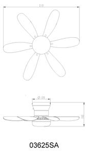 Globo 03625SA-LED Stm stropní ventilátor DELORES LED/5W/230V 2700-6500K béž+DO