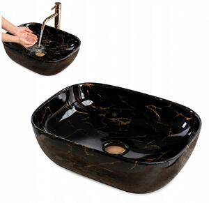 REA UMYVADLO BELINDA BLACK MARBLE SHINY - NA DESKU