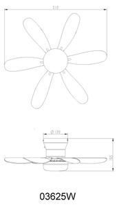 Globo 03625W - LED Stm stropní ventilátor DELORES LED/5W/230V 2700-6500K bílá+DO