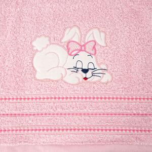 Bavlněný froté ručník s dětským motivem ZAJÍČEK růžová 50x90 cm, 450 gr Mybesthome