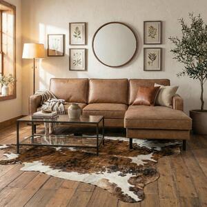 ROHOVÁ SEDAČKA, textil, kůže, béžová Livetastic - Sedací soupravy, Online Only