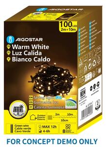 Aigostar - LED Solární vánoční řetěz 200xLED/8 funkcí 22m IP65 teplá bílá 800mAh
