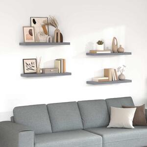 Plovoucí nástěnné police 4 ks šedé 80 x 23,5 x 3,8 cm MDF 323858