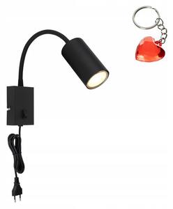 Nástěnná lampa s vypínačem do ložnice GU10 25W flexibilní černá Robby 57911WB Globo