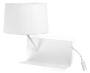 FARO HANDY nástěnná lampa, bílá, se čtecí LED lampičkou vlevo