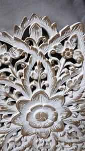Závěsná dekorace Mandala bílá, teakové dřevo, 60 cm, ruční práce