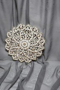 Závěsná dekorace Mandala bílá, teakové dřevo, 60 cm, ruční práce