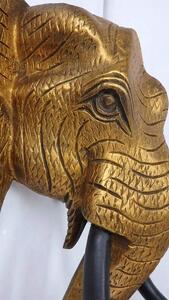 Závěsná dekorace Slon hlava zlatá, exotické dřevo, ruční práce