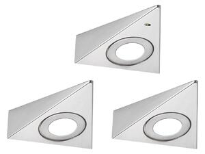 P 92126 LED podskříňkové svítidlo Trias čidlo přiblížení 3ks sada 3x2,7W 135x132mm 230/12V kov kartáčovaný - PAULMANN