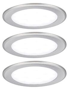 P 93121 LED vestavná nábytková svítidla 3ks sada kruhové 65mm 3x2,5W 230/12V 4000K kov kartáčovaný - PAULMANN