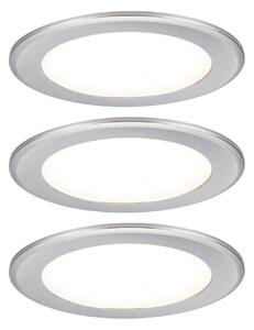 P 93116 LED vestavná nábytková svítidla 3ks sada kruhové 65mm 3x2,5W 230/12V 3000K kov kartáčovaný - PAULMANN