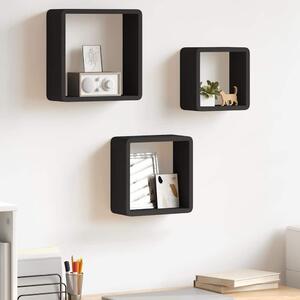 Nástěnné police kostky 3 ks černé MDF 323953